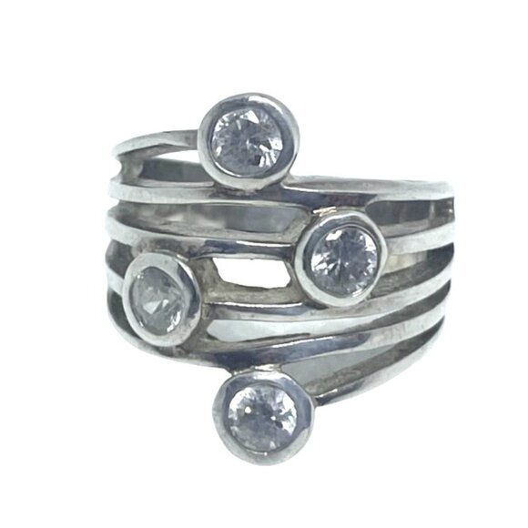 Premier Designs Inc. Cubic Zirconia Ridgeway Ring Silver Tone Size 6.5 - Picture 1 of 5